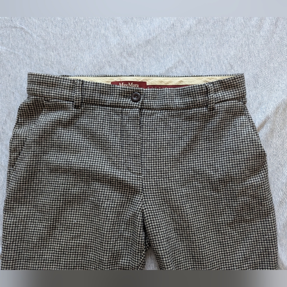 MaxMara Studio Houndstooth Wide Leg Trousers - Picture 3 of 12